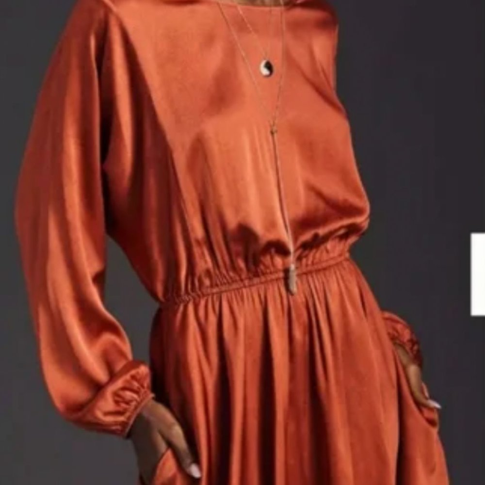 CABALLERO X ANTHROPOLOGIE LONG SLEEVE ORANGE DRESS